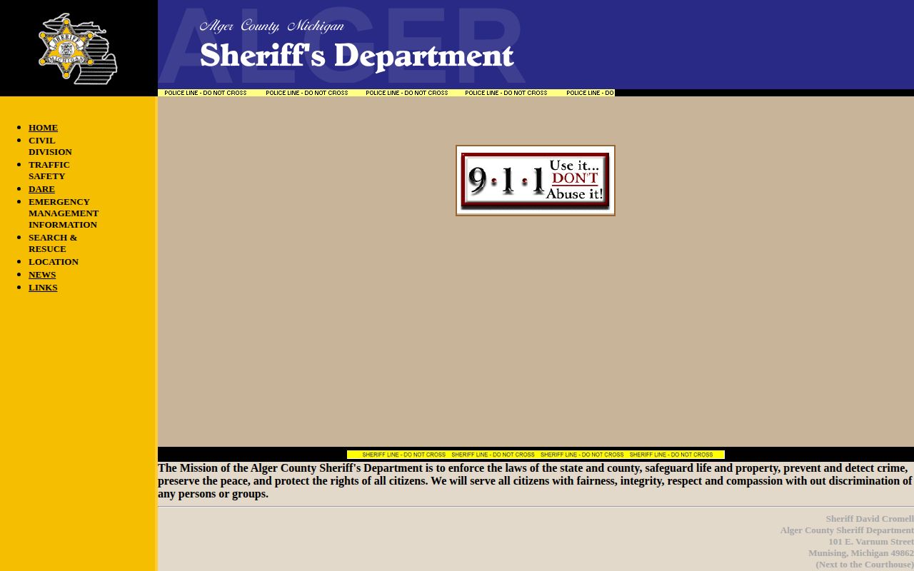 Alger County Jail Sheriff contact page for release records